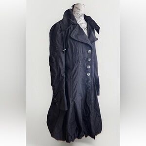 Creenstone Black Stud Button Sleeves Trench Coat Whimsy Goth Women’s Size 40